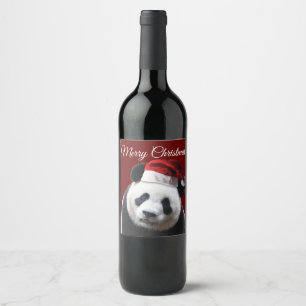 Rótulo De Garrafa De Cerveja Feliz Natal - Urso de Panda
