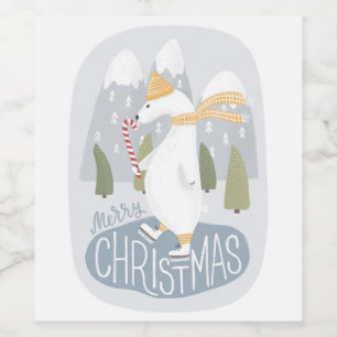 Rótulo De Garrafa De Cerveja Feliz Natal. Urso polar bonito. Animal engraçado