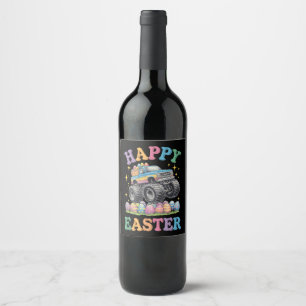 Rótulo De Garrafa De Cerveja Feliz Páscoa Caminhão Monstro Divertido Esmaga Ovo
