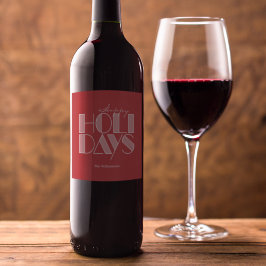 Rótulo De Garrafa De Cerveja Felizes Férias Tipografia Retro Vermelho