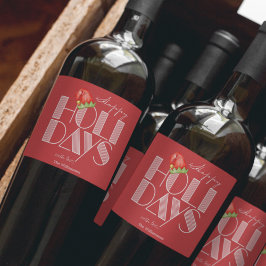 Rótulo De Garrafa De Cerveja Felizes Festas Tipografia Retro Vermelha