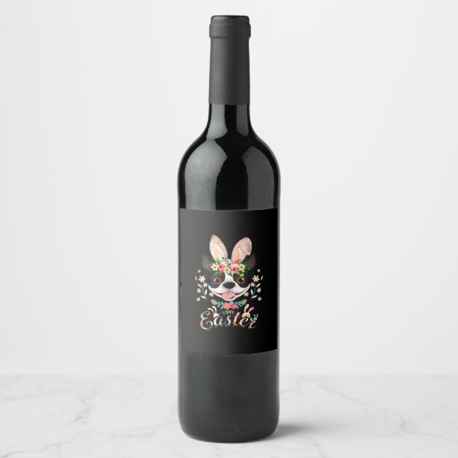 Rótulo De Garrafa De Cerveja Felz pascoa Bunny Boston Terrier amadurece no lest (Frente)
