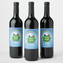 Rótulo De Garrafa De Cerveja Felz pascoa de coelho branco plano colorido