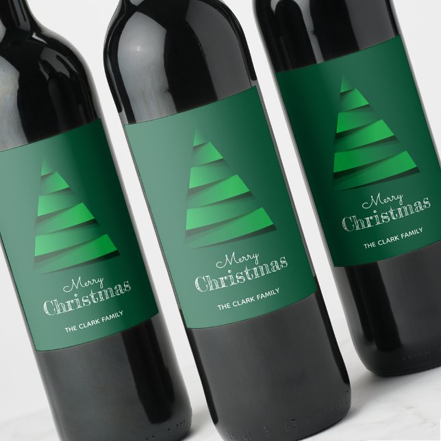 Rótulo De Garrafa De Cerveja Feriado de Árvore de Natal abstrato (Abstract Christmas Tree Personalized Holiday Wine Labels)