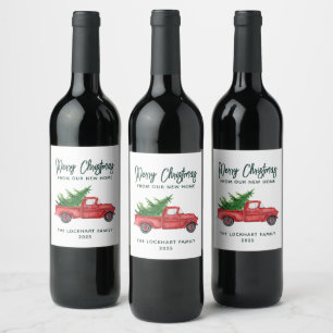 Rótulo De Garrafa De Cerveja Feriado de Caminhão Vermelho de Natal com Script E