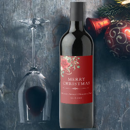 Rótulo De Garrafa De Cerveja Feriado de Natal Floral Botânico Elegante