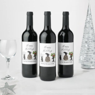 Rótulo De Garrafa De Cerveja Feriado Feliz Cartoon Pinguim Engraçado Engraçad