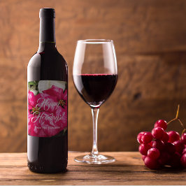 Rótulo De Garrafa De Cerveja Feriado Personalizado de Poinsettias Variadas Rosa