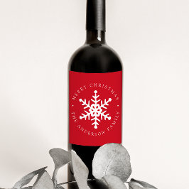 Rótulo De Garrafa De Cerveja Feriado Vermelho com Floco de Neve Moderno