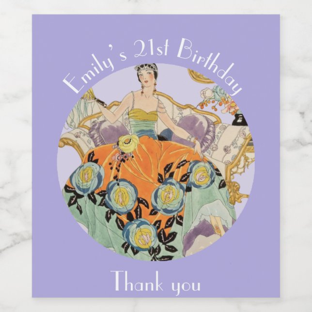 Rótulo De Garrafa De Cerveja FesArt Deco Lady (Rótulo Único)