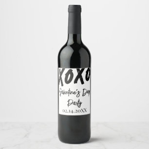 Rótulo De Garrafa De Cerveja Festa Chic XOXO Preto e Branco do Dia dos Namorado