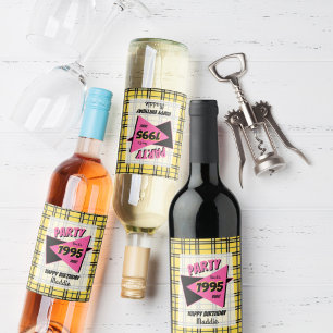 Rótulo De Garrafa De Cerveja Festa como se fosse o aniversário da xadrez amarel