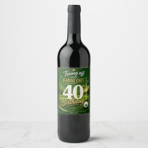 Rótulo De Garrafa De Cerveja Festa de 40 anos de golfe para golfista