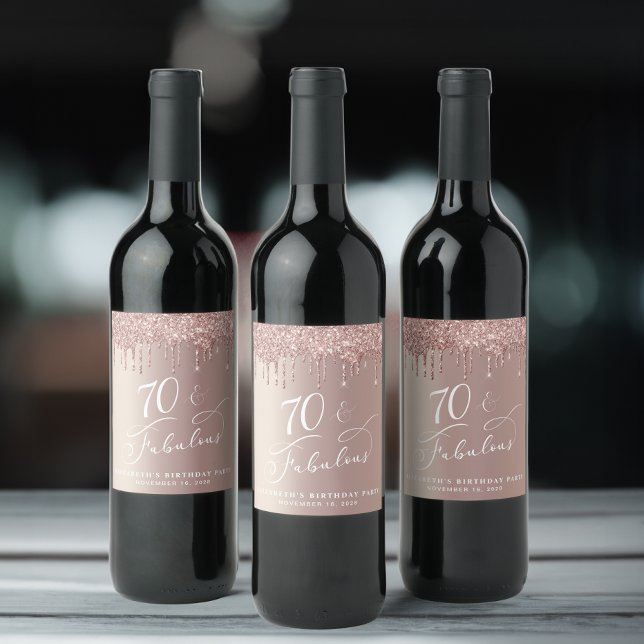 Rótulo De Garrafa De Cerveja Festa de aniversário 70 brilhante Dourada (Criador carregado)