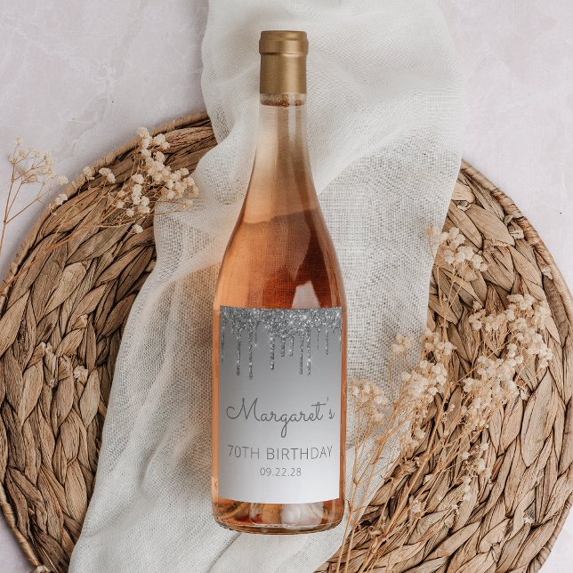 Rótulo De Garrafa De Cerveja Festa de aniversário de 70 de Glitter Glitter Glam (Criador carregado)