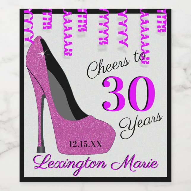 Rótulo De Garrafa De Cerveja Festa de aniversário de Calçado de Altura Alta Ros (Rótulo Único)