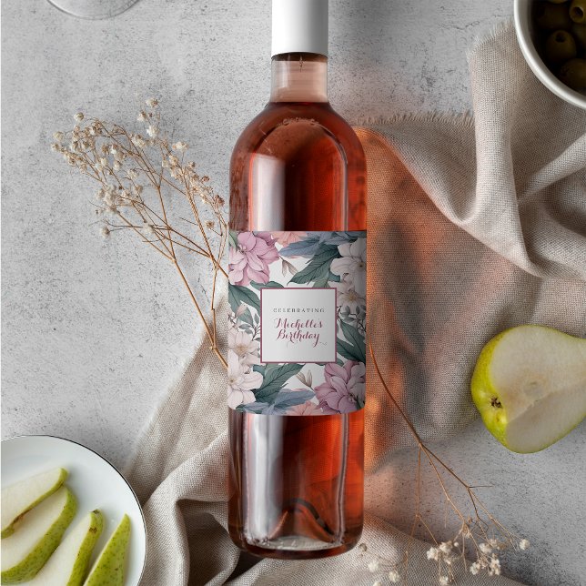 Rótulo De Garrafa De Cerveja Festa de aniversário de Jardim Botânico Elegante W (Criador carregado)