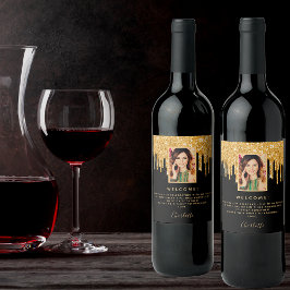 Rótulo De Garrafa De Cerveja Festa de aniversário fotografia preto brilho doura