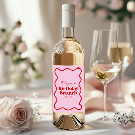 Rótulo De Garrafa De Cerveja Festa de Brunch de Aniversário com Borda Ondulada 