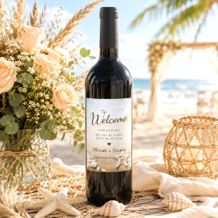Rótulo De Garrafa De Cerveja Festa de Casamento Moderna Tropical de Praia com E