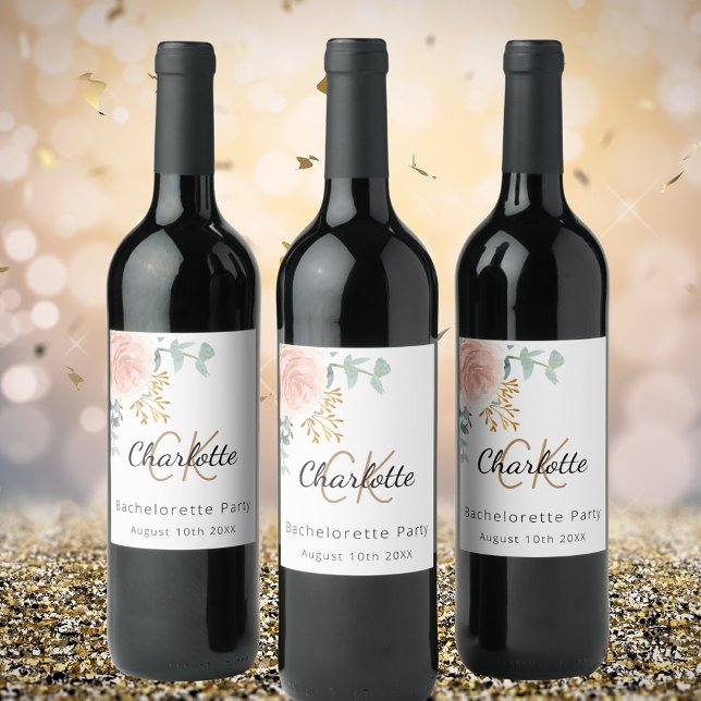 Rótulo De Garrafa De Cerveja Festa de Despedida de Solteira com monograma flora (Criador carregado)