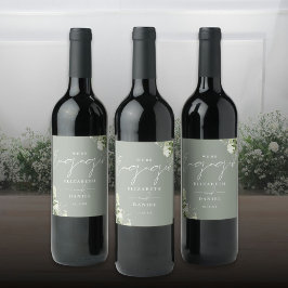 Rótulo De Garrafa De Cerveja Festa de Engajamento Floral Verde Sage