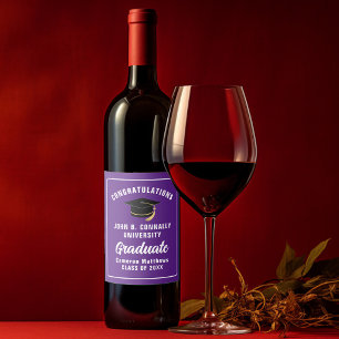 Rótulo De Garrafa De Cerveja Festa de Formatura de Parabéns Roxo Personalizado