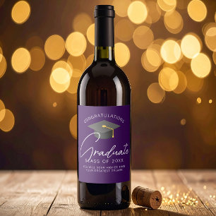 Rótulo De Garrafa De Cerveja Festa de Graduação Roxo Escuro Personalizada