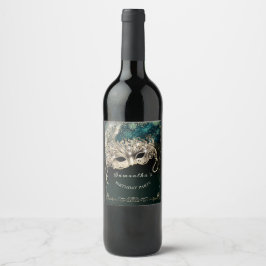 Rótulo De Garrafa De Cerveja Festa de Máscaras Esmeralda Preta Personalizada