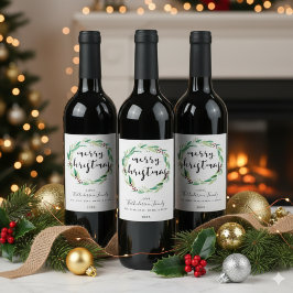 Rótulo De Garrafa De Cerveja Festa de Natal Alegre coroa de aquarela feriado