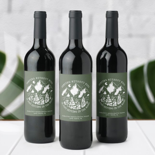 Rótulo De Garrafa De Cerveja Festa de solteira de acampamento Moderno Simples (Criador carregado)