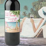 Rótulo De Garrafa De Cerveja Festa de solteira de praia em Cute<br><div class="desc">Rótulo Trendy Cute Coastal Beach Festa de solteira Wine. Um pequeno e fofo ditado do "Time to WINE Down" combina perfeitamente com esta cena relaxante da praia. Um tema legal de praia aquarela com tons cor-de-rosa e cor-de-rosa, colocando a vibração para uma fuga de praia com a noiva e seus...</div>