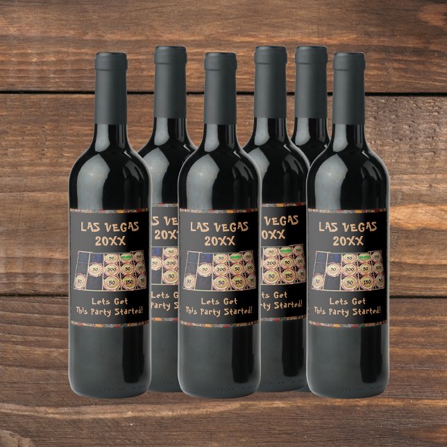 Rótulo De Garrafa De Cerveja Festa de Solteira no Cassino | Máquina Caça-Níquei (6 Wine Bottle Labels - In-Situ)