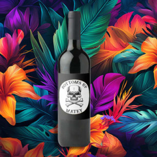 Rótulo De Garrafa De Cerveja Festa Tema Pirata Adulto Crânio Ossos Navio