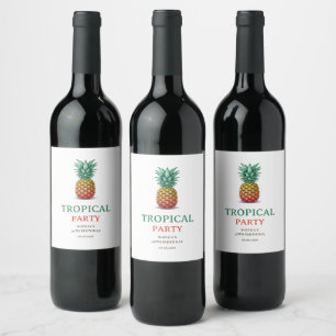 Rótulo De Garrafa De Cerveja Festa tropical retrô abacaxi