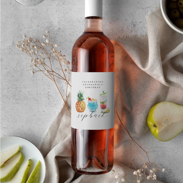 Rótulo De Garrafa De Cerveja Festas de Aniversário com Coquetéis de Frutas Vibr (Criador carregado)