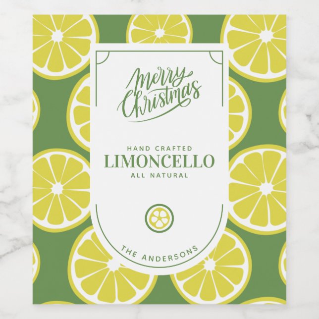 Rótulo De Garrafa De Cerveja Festivo Limoncello Natal (Rótulo Único)