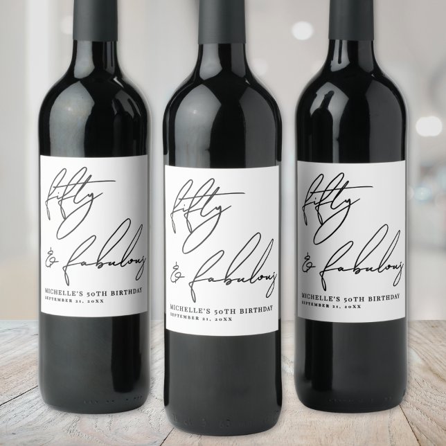 Rótulo De Garrafa De Cerveja Fifty And Fabulous 50th Birthday Party (Fifty And Fabulous 50th Birthday Party Wine Label )