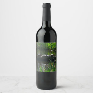 Rótulo De Garrafa De Cerveja Fileira de Tartarugas Foto Verde