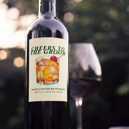 Rótulo De Garrafa De Cerveja Fim de Semana de Solteirão com Coquetel Old Fashio