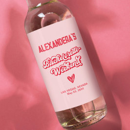 Rótulo De Garrafa De Cerveja Fim de Semana Rosa e Vermelho da Solteirona