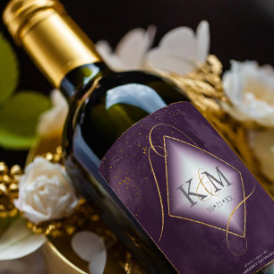 Rótulo De Garrafa De Cerveja Fine Lines Dourado Abstrato Wedding V2 Plum ID867