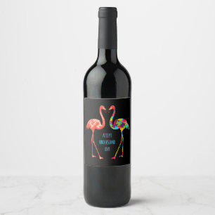 Rótulo De Garrafa De Cerveja Flamingo Aceitar Autismo De Amor Flamingo