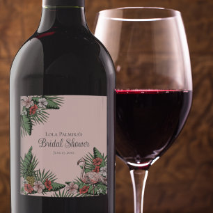 Rótulo De Garrafa De Cerveja Flamingo e Hibiscus, cor-de-rosa, Chá de panela tr