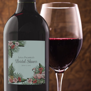 Rótulo De Garrafa De Cerveja Flamingo e Hibiscus, cor-de-rosa, Chá de panela tr