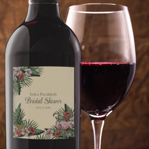 Rótulo De Garrafa De Cerveja Flamingo e Hibiscus, cor-de-rosa, Chá de panela tr