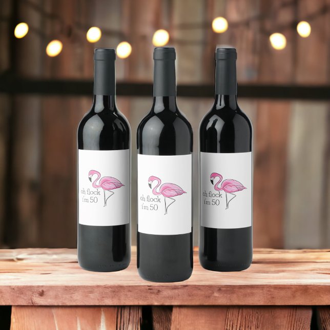 Rótulo De Garrafa De Cerveja Flamingo Rosa Oh Bloqueio Eu tenho 50 (Criador carregado)