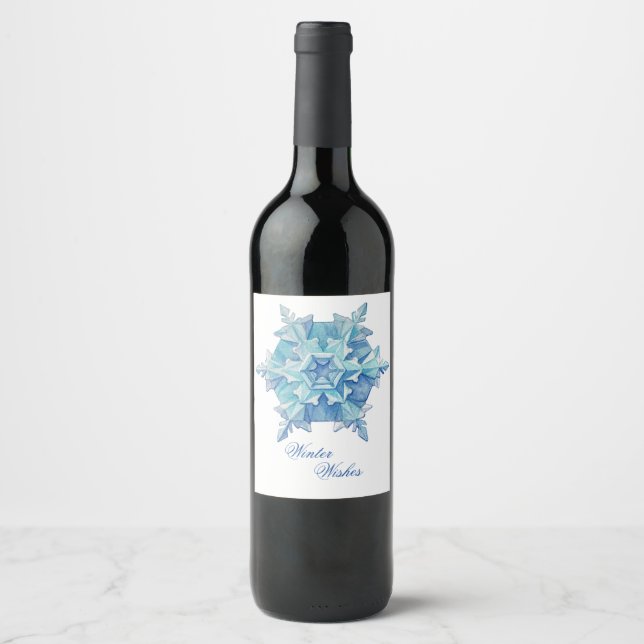 Rótulo De Garrafa De Cerveja Floco de Neve Aquarela (Frente)