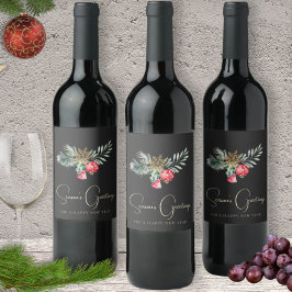 Rótulo De Garrafa De Cerveja Floco de neve Dourado Elegante de Folhagem de inve