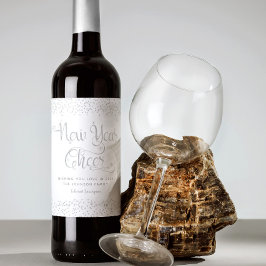 Rótulo De Garrafa De Cerveja Flocos de Neve Elegantes de Prata de Ano Novo Pers